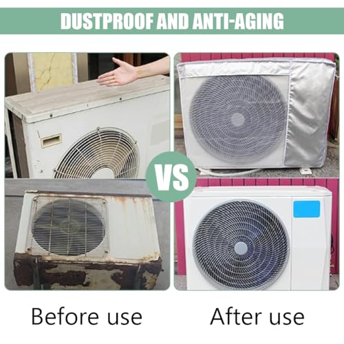 HASTHIP® AC Cover 1.5 Ton 1.5P Waterproof Condenser Unit Air Conditioner For Outside Units Insulated With Sun Protection Dust-proof Window Protection (2PCS) HASTHIP® AC Cover 1.5 Ton 1.5P Waterproof Condenser Unit Air Conditioner For Outside Units Insulated With Sun Protection Dust-proof Window Protection (2PCS)